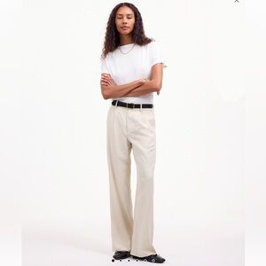 NWT Madewell Slouchy Straight Pants in Ivory Beige Drapey Twill 8 - Need to Crop